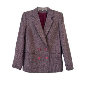 Haberdasher Plum Tweed Variegated Double-Breasted Blazer
